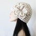 DIVA HAT - Timeless Hand Crocheted Romantic Hat with Ruffled Flower in Winter White.