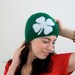 St Patrick Irish Shamrock Beanie - Emerald Green Hat