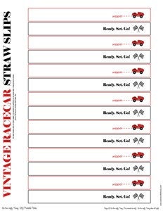 Vintage Racecar Straw Slips - DIY Printable Parties