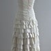Callie - Tiered Ruffled Skirt Ruched Bodice Fit and Flare Eco Friendly Wedding Dress - Ivory Hemp Silk