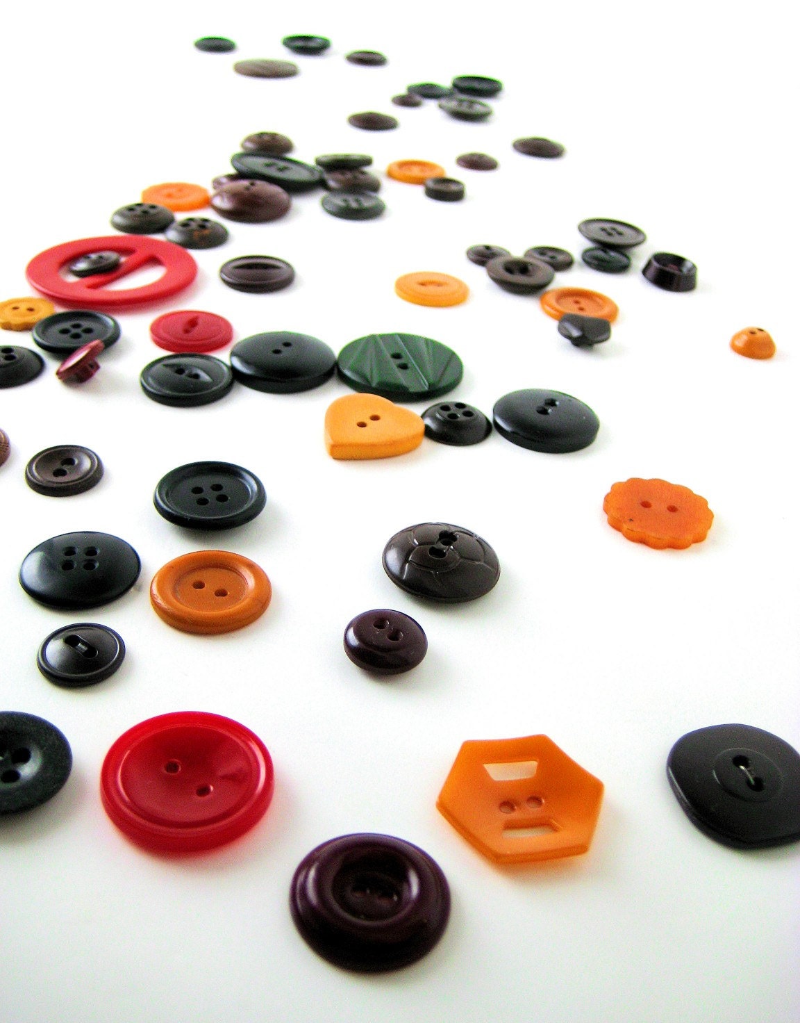 Bakelite Buttons - Vintage Sewing Supplies - Red, Green, Yellow, Brown, Black, 2 & 4 Hole, Shank, Slide, Hexagon, Flower, etc. FREE SHIPPING