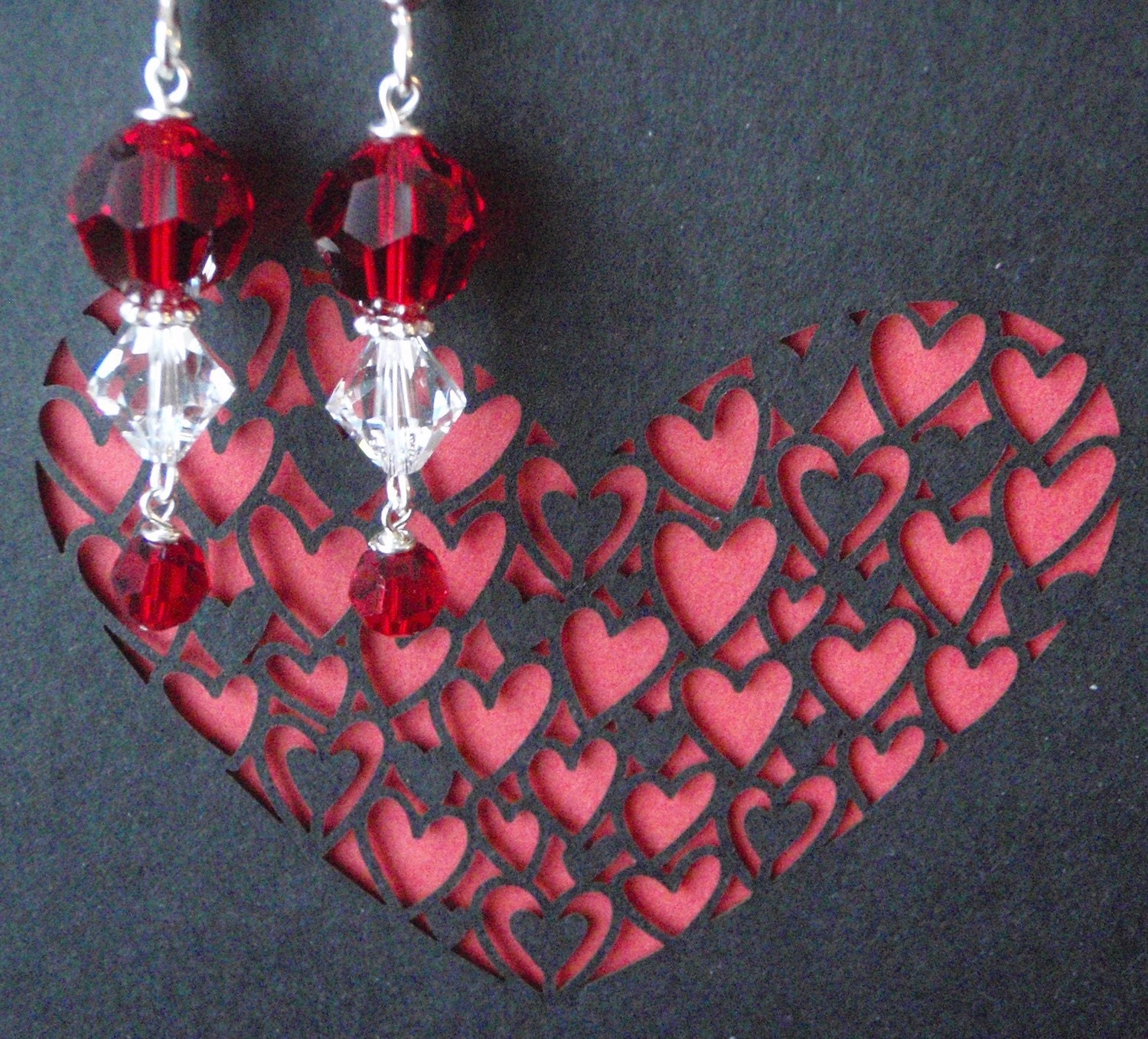 Donation 2 Dogs 2000 Miles Swarovski RED crystal earrings