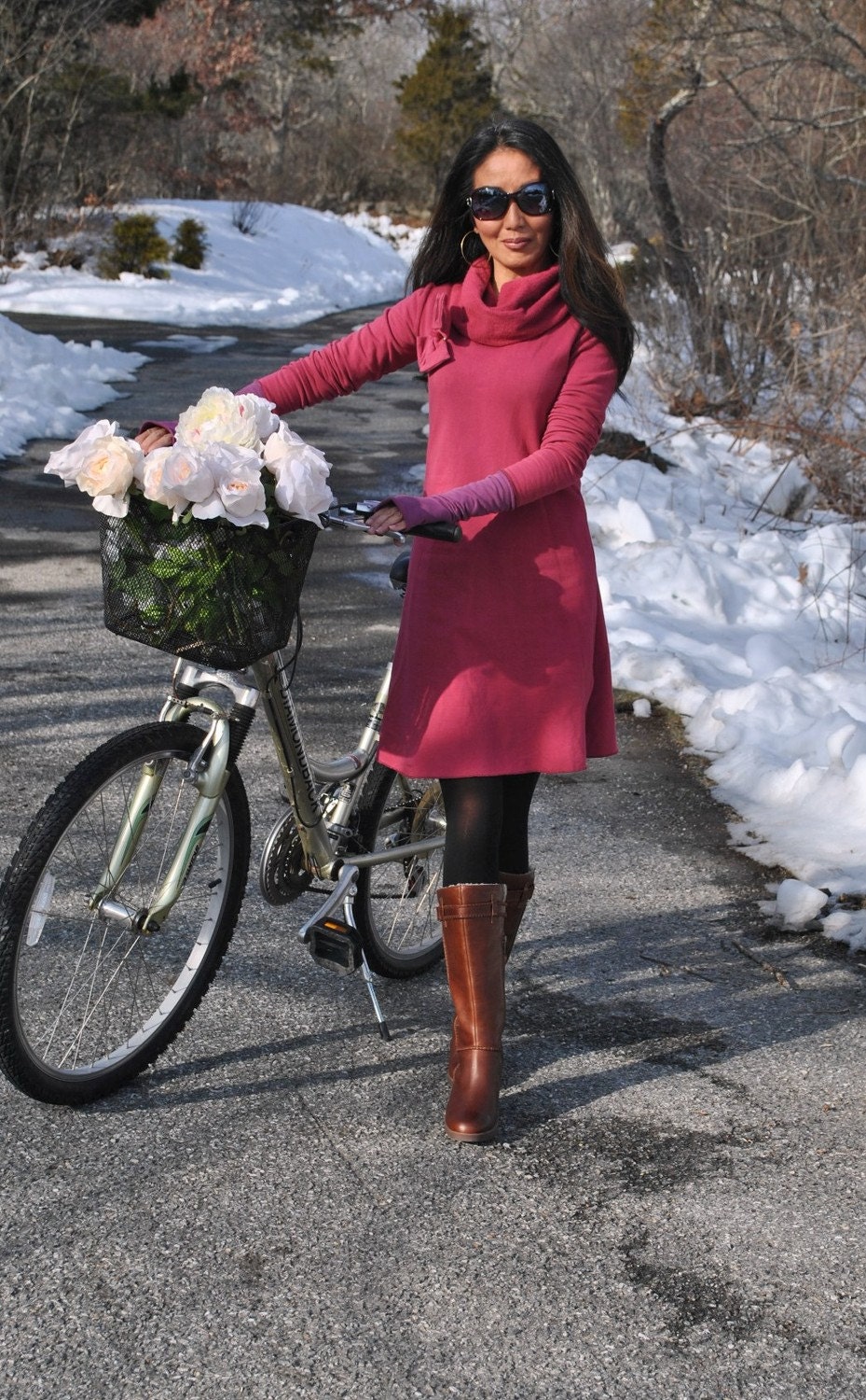 cowl neck dress ( stretchy organic cotton fleece)