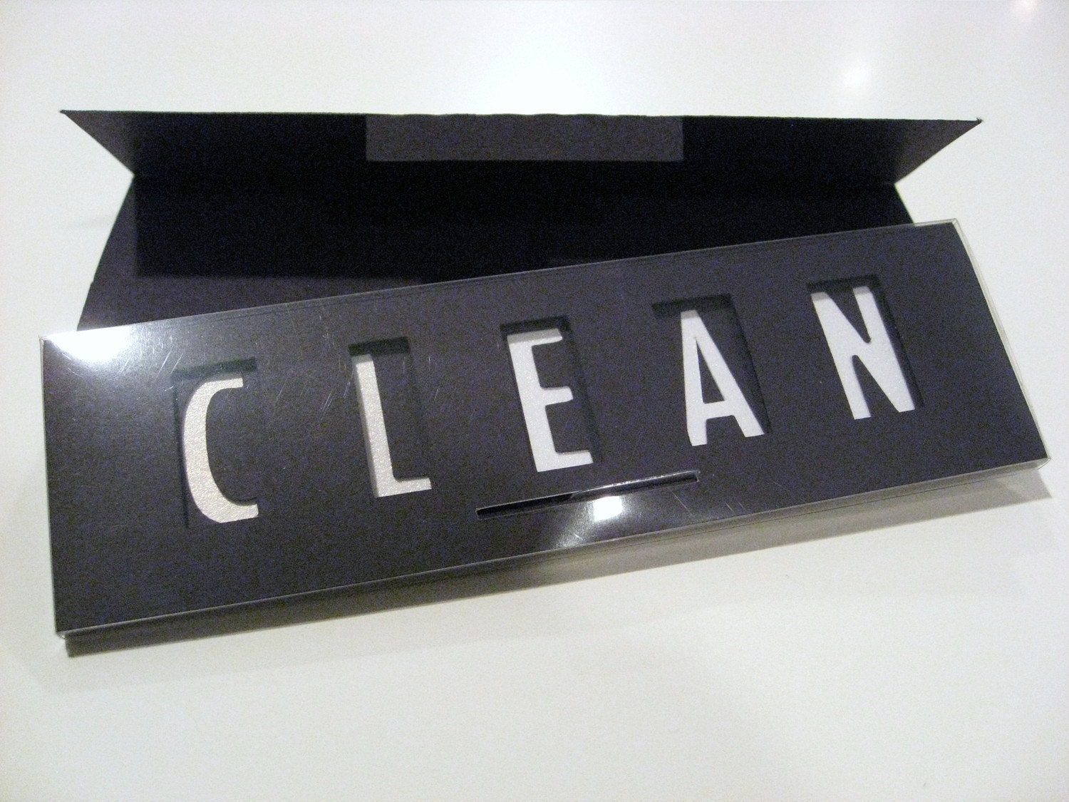 Quick Flick, Clean / Dirty Dishwasher Sign (black and shimmering white)