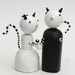Black and White Kitty Bride and Groom Wedding Cake Toppers