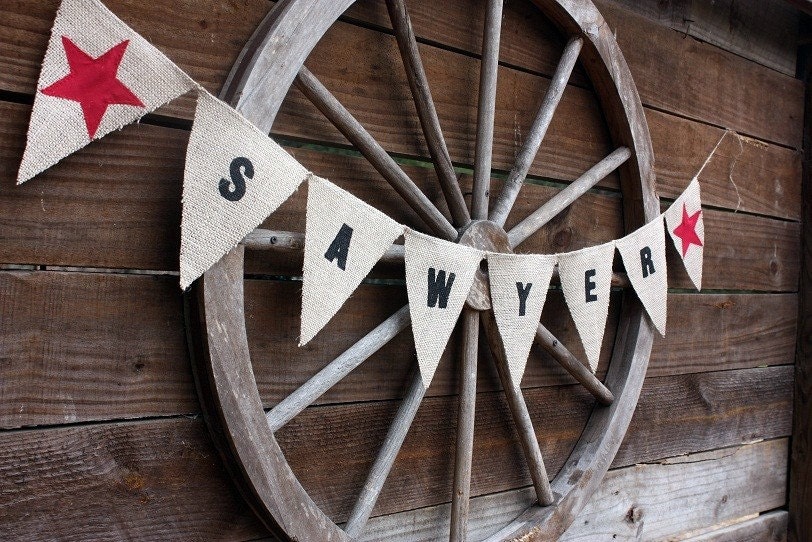 Custom banner personalized with your name with red stars