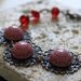 50% off SALE - Bracelet, Beaded, Cabochons, Red White Copper, Ethced, Geometric