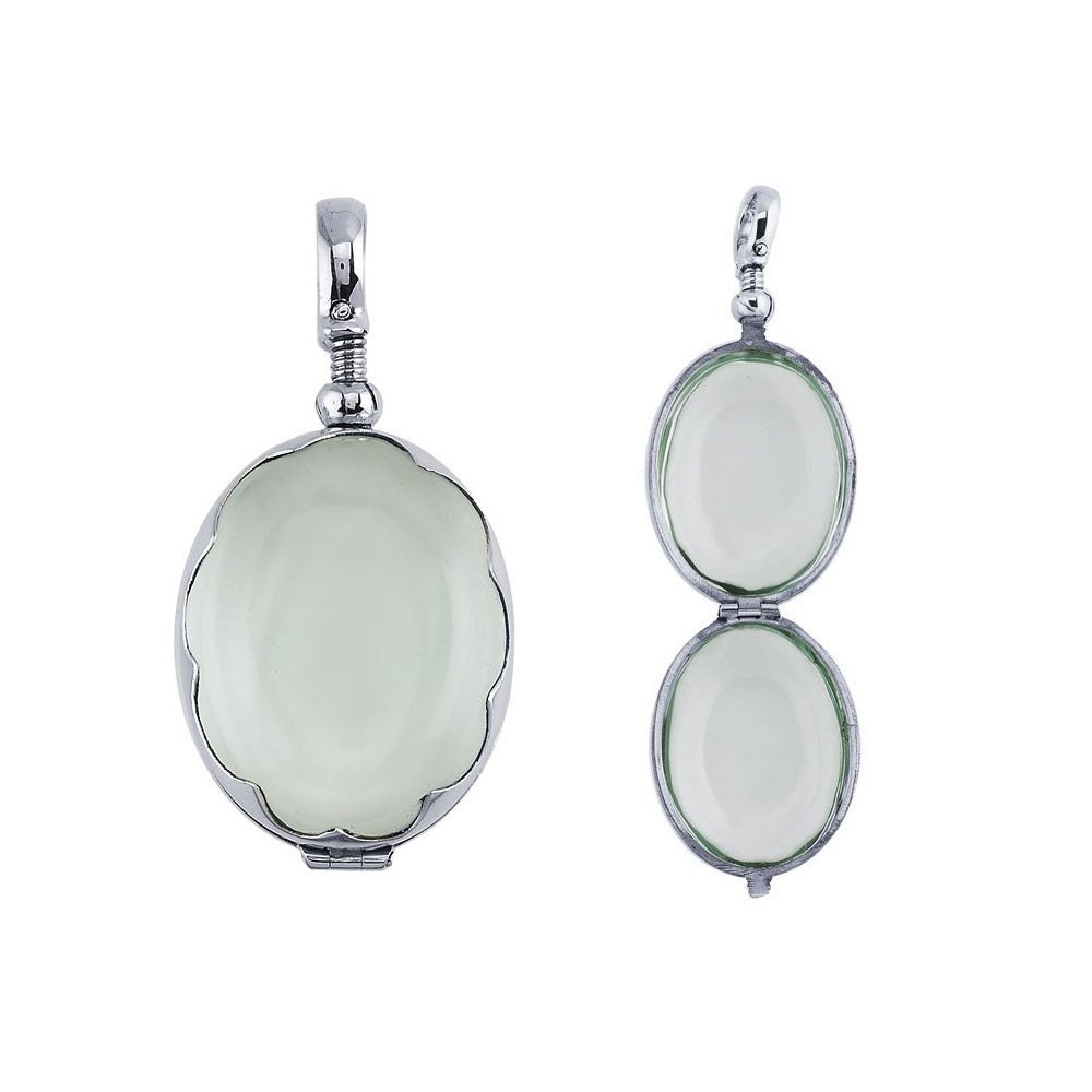 Scalloped Oval Sterling Photo Memory Glass Locket