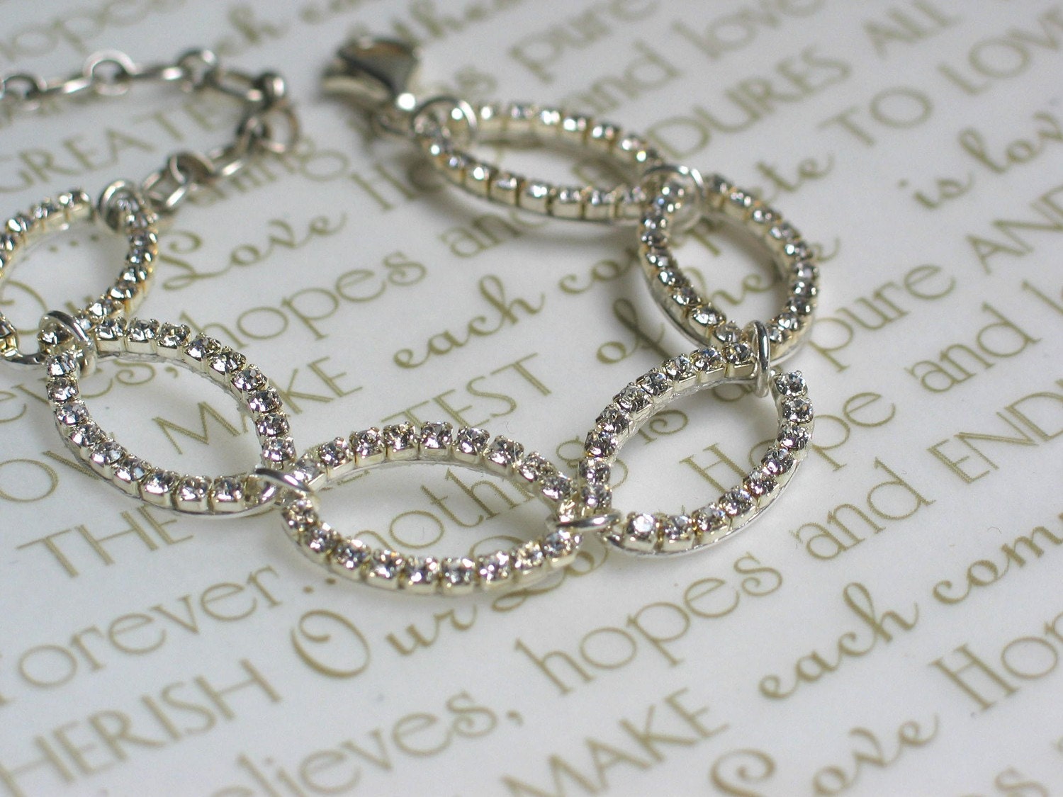Simple Oval Link Bridal Bracelet. Glam Swarovski Crystals