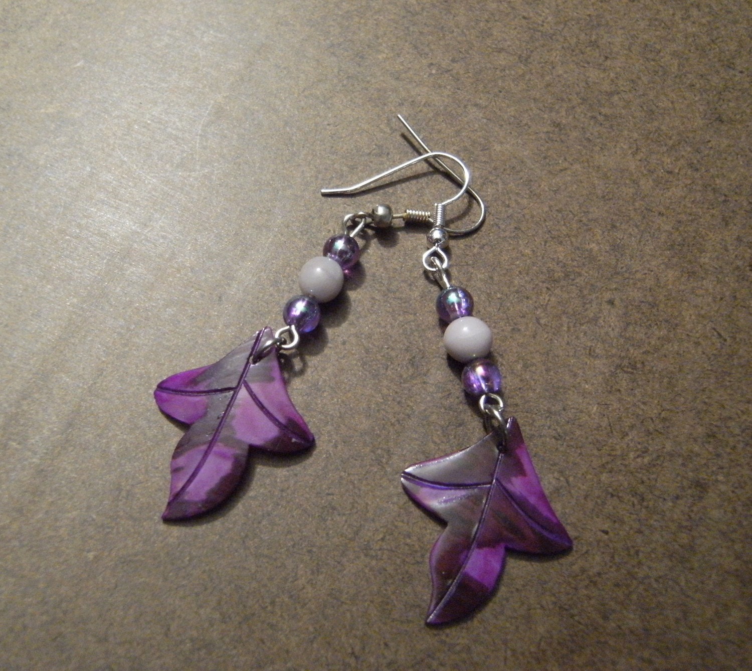 Purple Hawaiian Leaves Dangle earrings