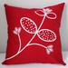 16 in Square Throw Pillow - Atomic Red with Honeysuckle print