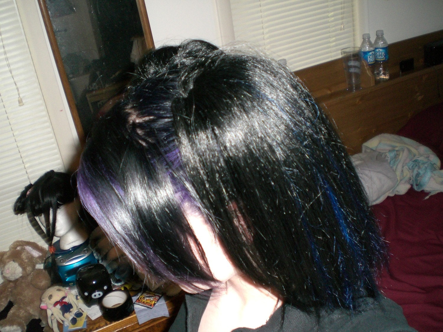 Black and Blue clip in hair falls