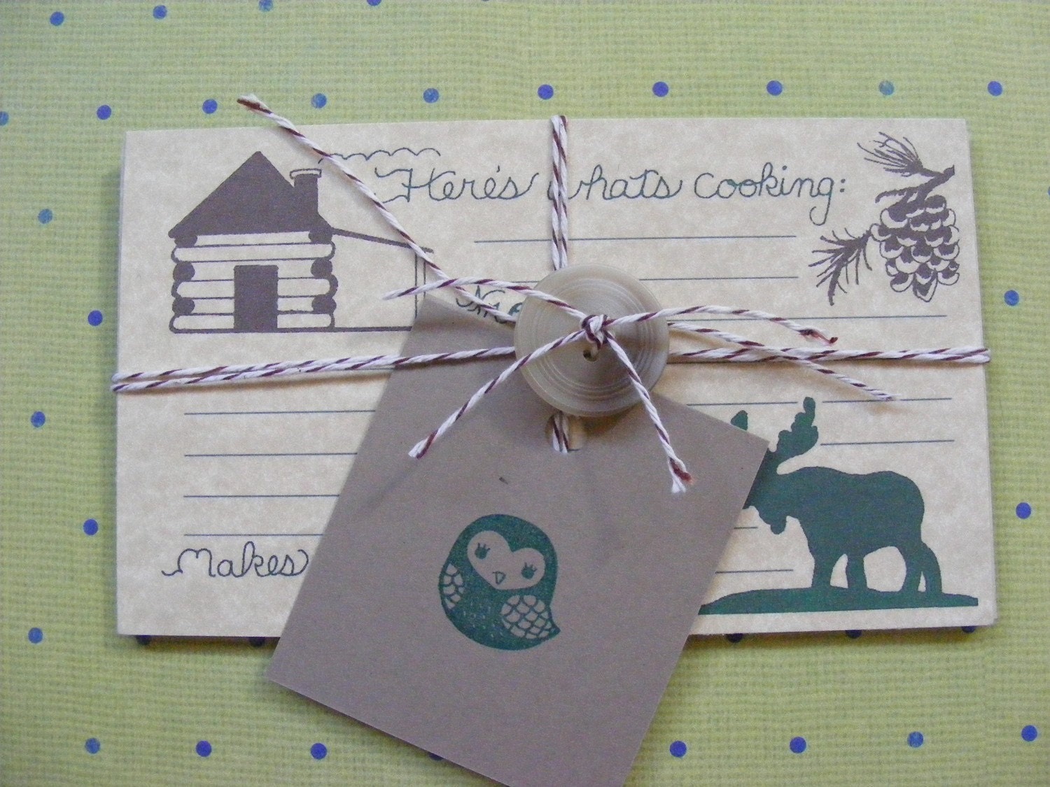 Recipe Card Set Of 10, Moose And Cabin