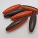 6 Vintage Two Toned Chocolate Brown and Pumpkin Orange Bicone Beads Z13