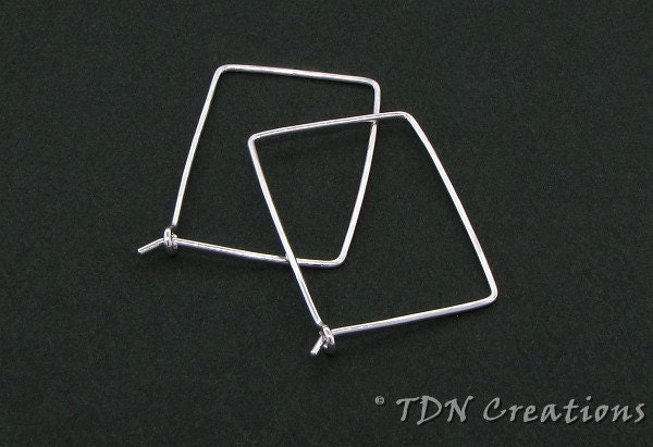 Medium rectangle hoops forged by hand sterling silver