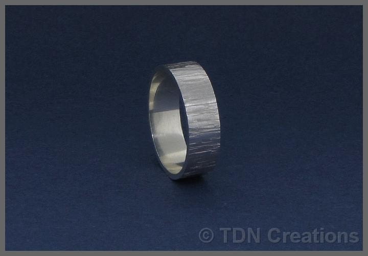 Bark textured sterling silver ring