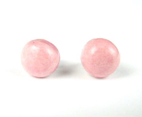 Deep Pink Ceramic Stud Earrings