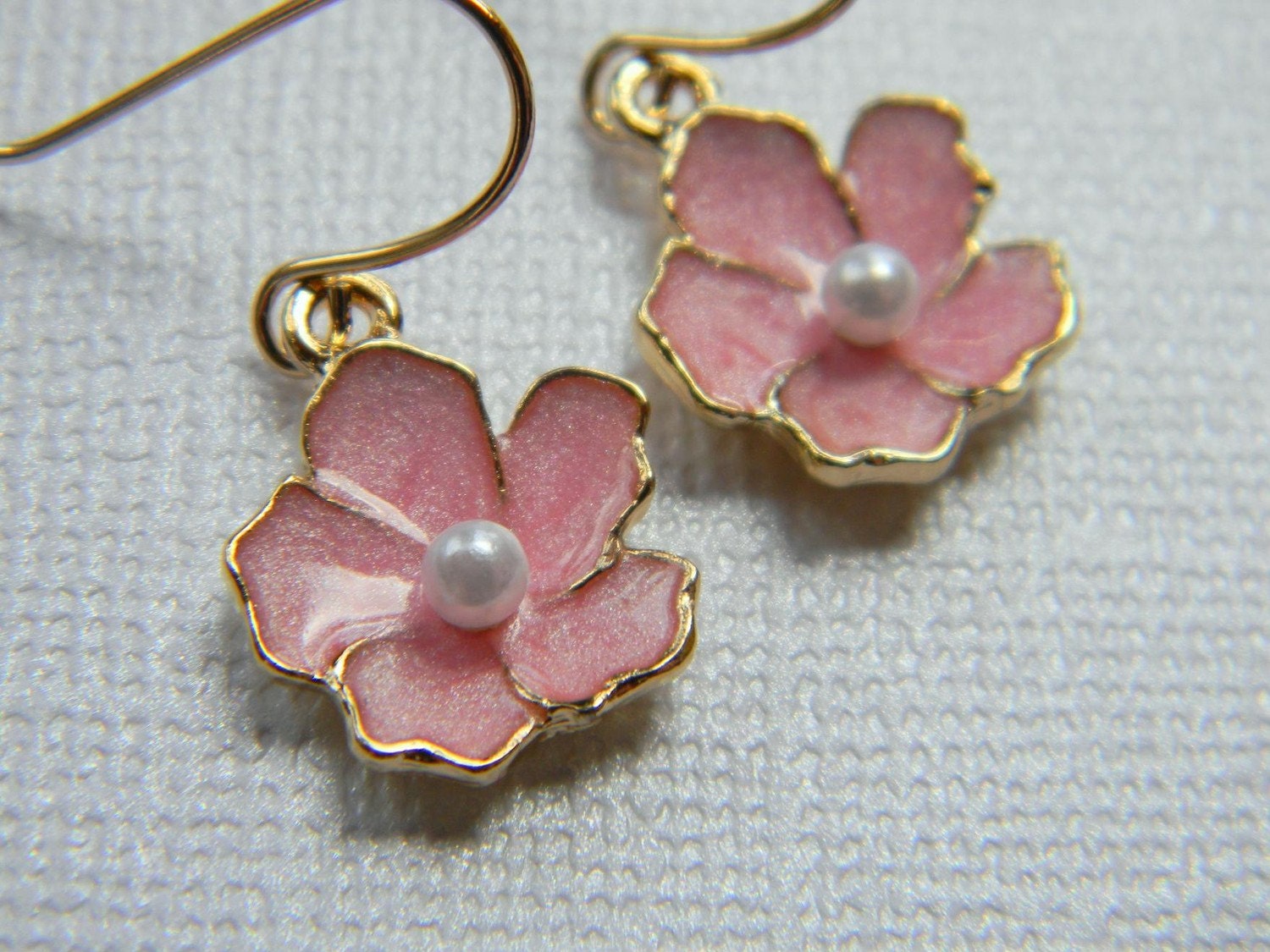 Pink Sakura Flower Earrings