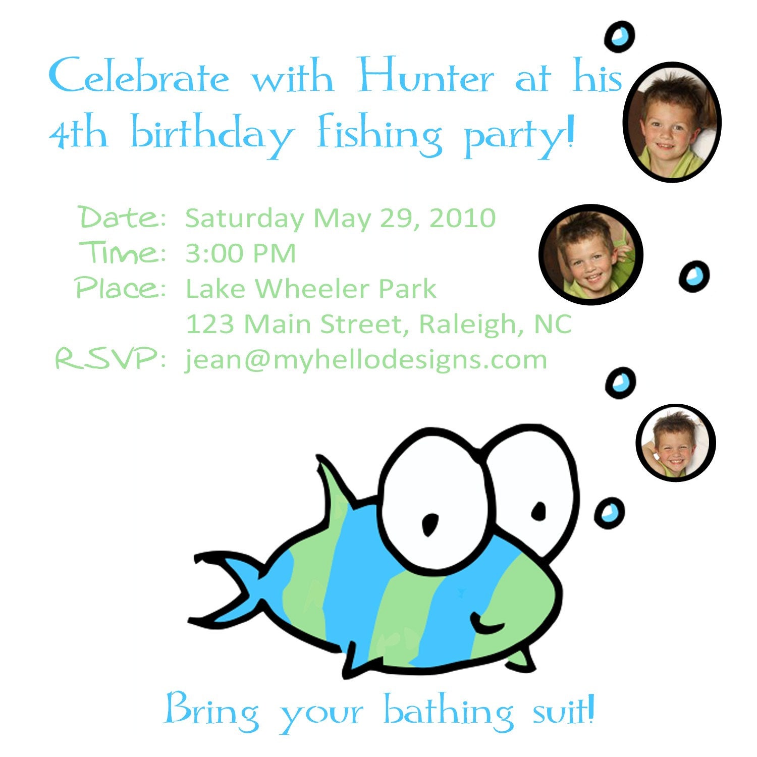 Birthday Invitation:  Fish