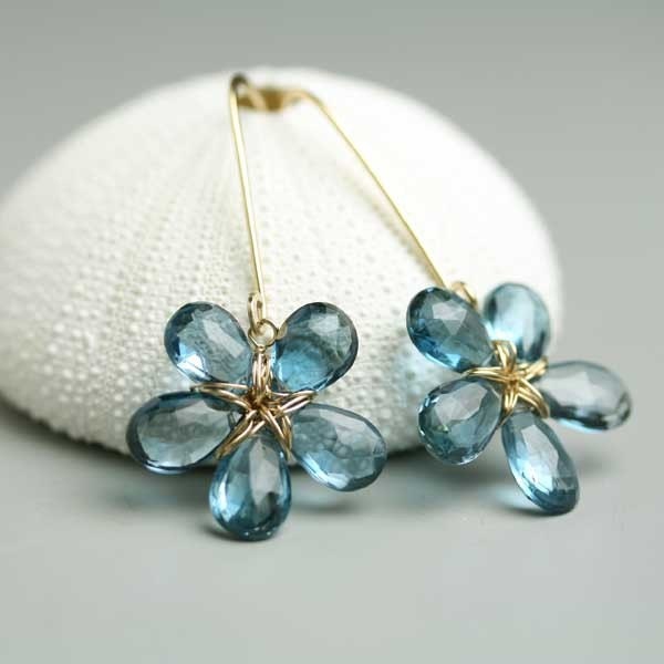 London Blue Topaz Flower Earrings