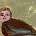 Sparrow with a blue wing bird girl - Plain Jane Original Illustration No. 89