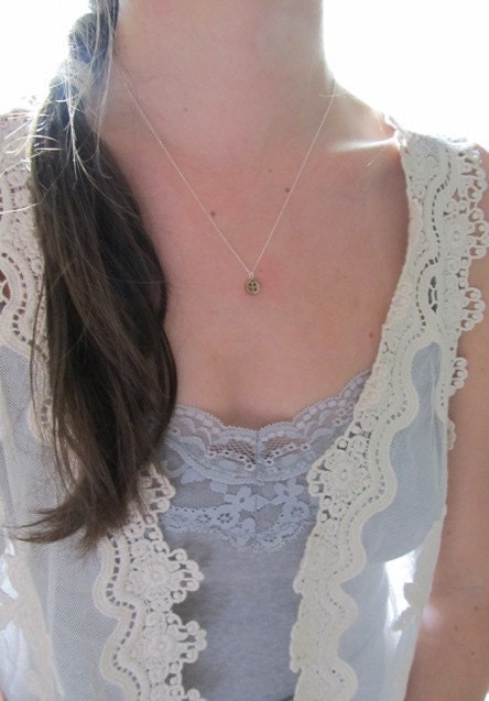 Bitty Button Necklace - bronze
