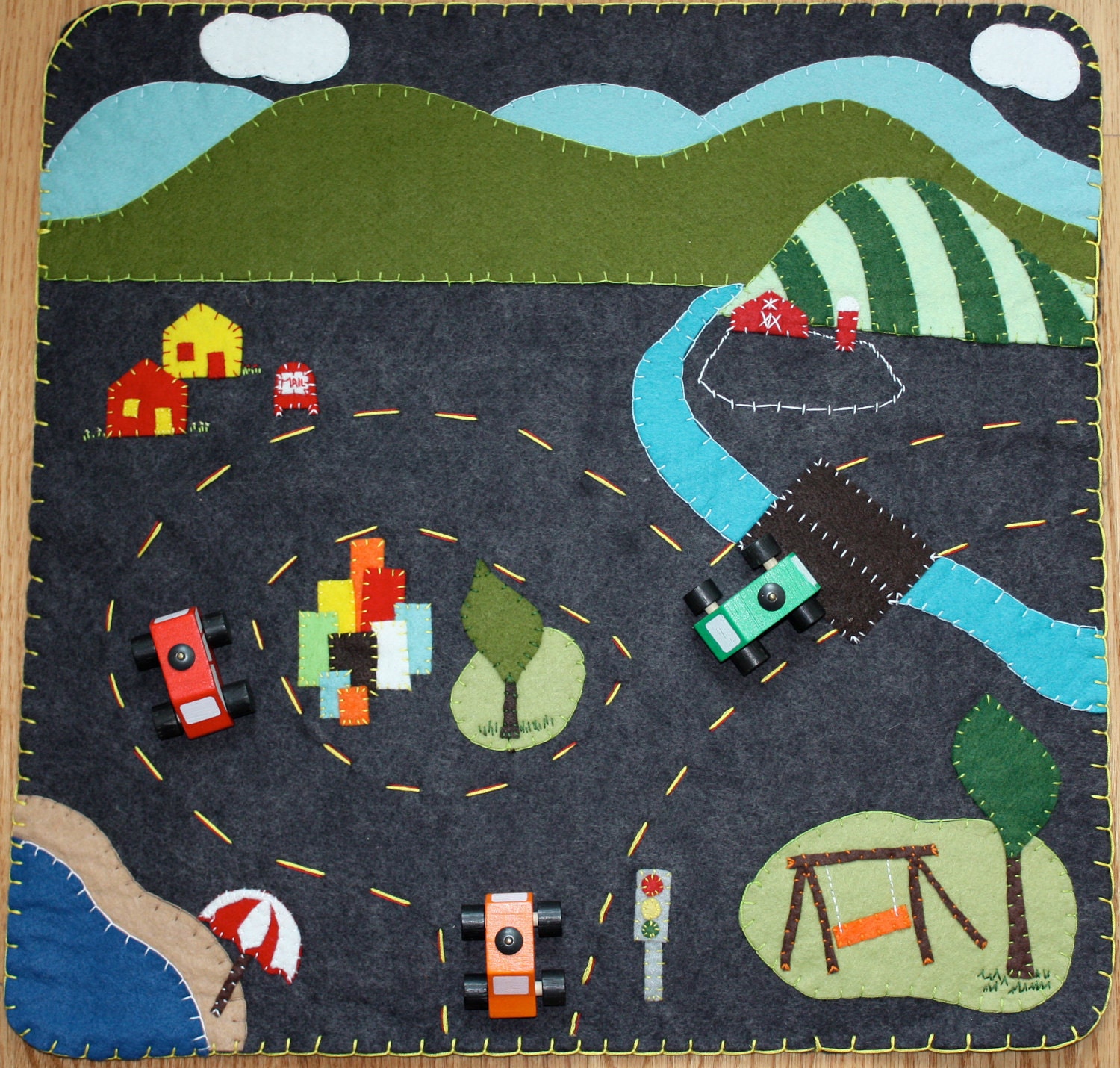 wool felt playmat - little city, big country
