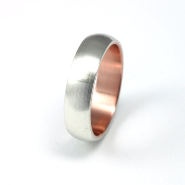 Matte Silver & Rose Gold Ring - 5mm
