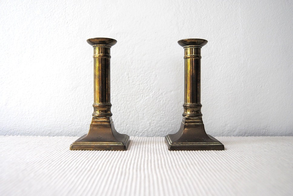 Pair Of Small Vintage Brass Candlesticks