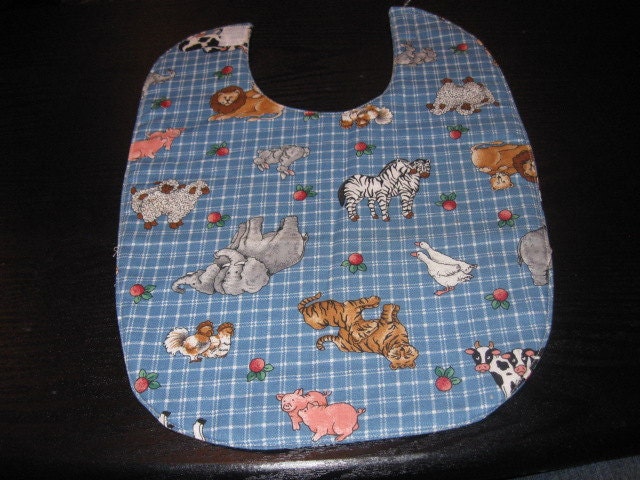 Handmade Noahs ark animals baby bib