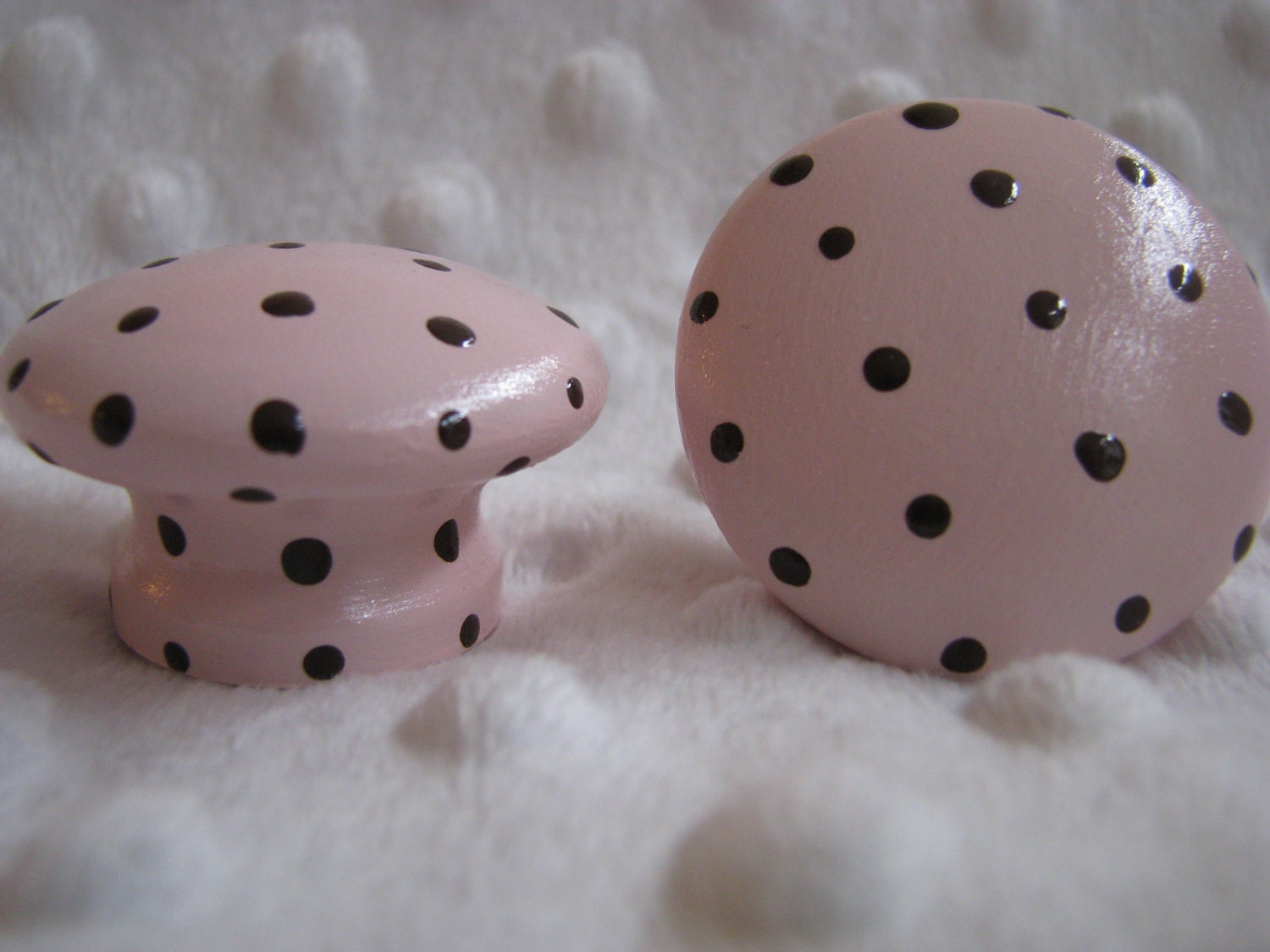 Pink and Chocolate Brown Polka Dots Drawer dresser Knobs baby shower gift nursery bedroom bathroom kitchen