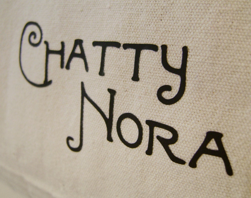70s folk art inspired chatty nora tote bag  series4 no 1
