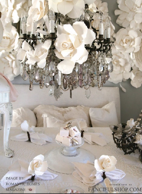 Huge Paper Flowers - Hand Torn French Paper Flowers - Featured in Romantic Homes & Your Wedding Day Magazine
