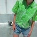 Neon Green Print Top, vintage 1960s sz. m/l