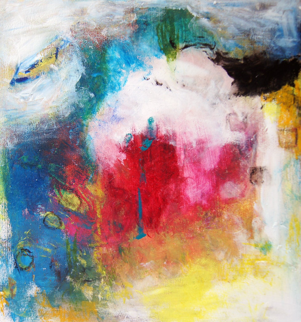 Outsider Abstract Art QUANTUM Contemporary Modern Mixed Media Painting Raw Art Brut