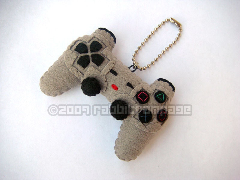 Felt PS1 Controller Plush Keychain