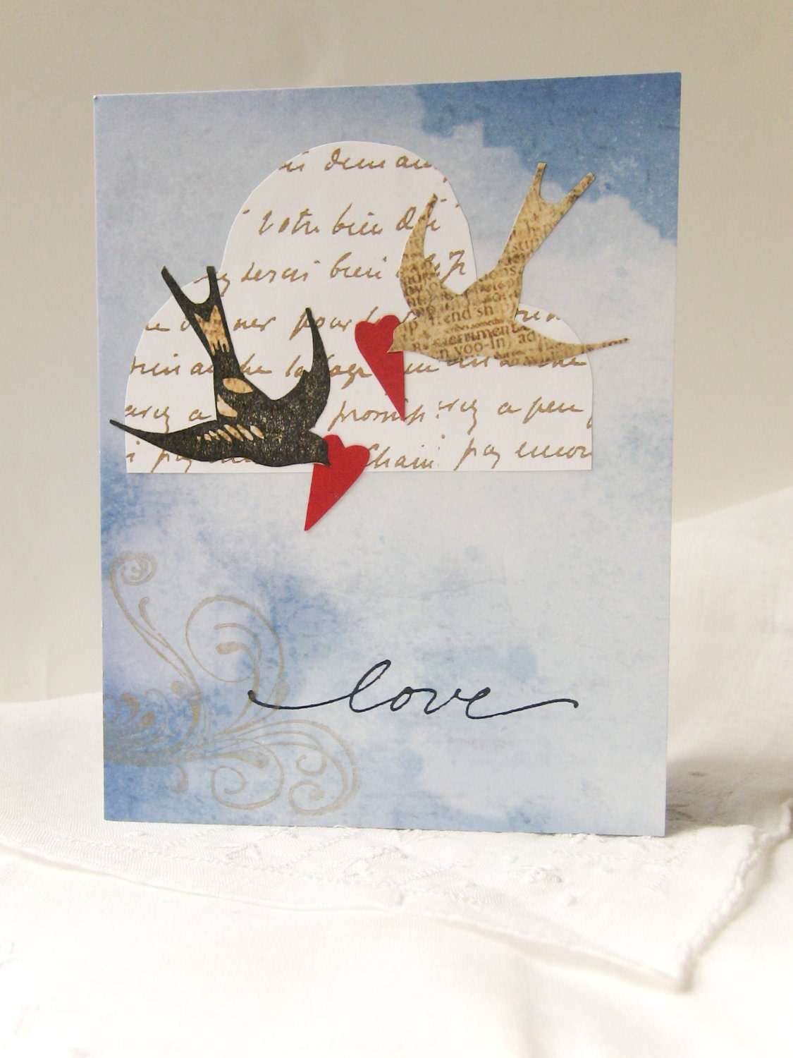 Art Nouveau Love Birds Wedding Card