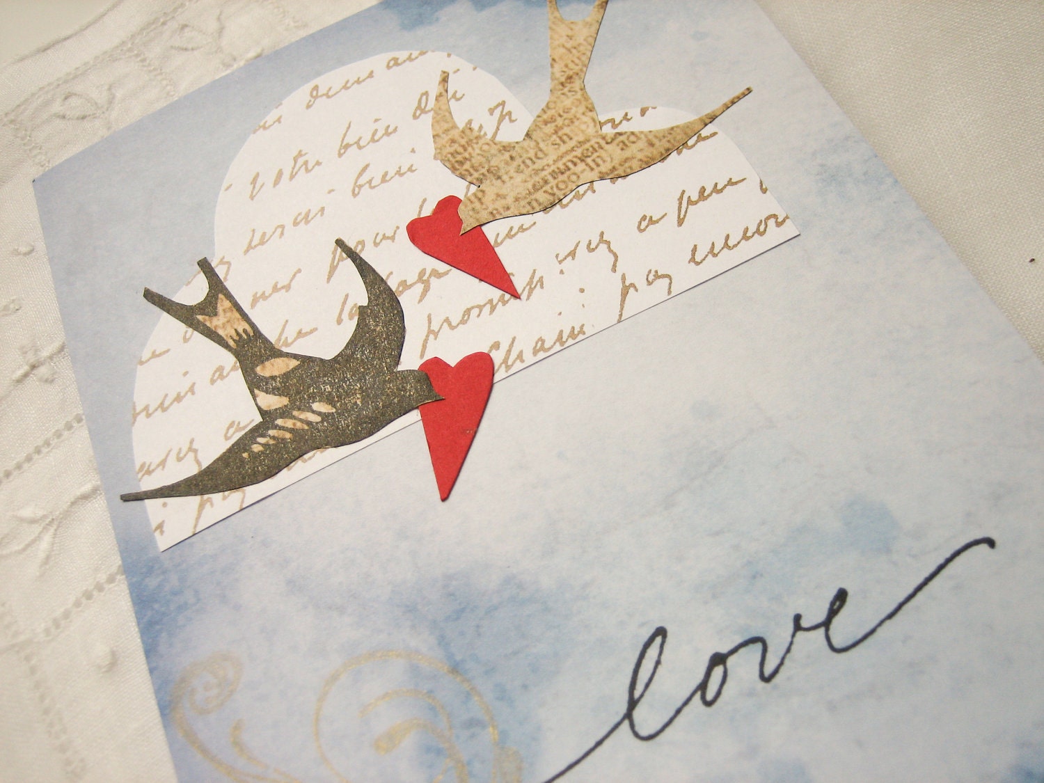 Art Nouveau Love Birds Wedding Card