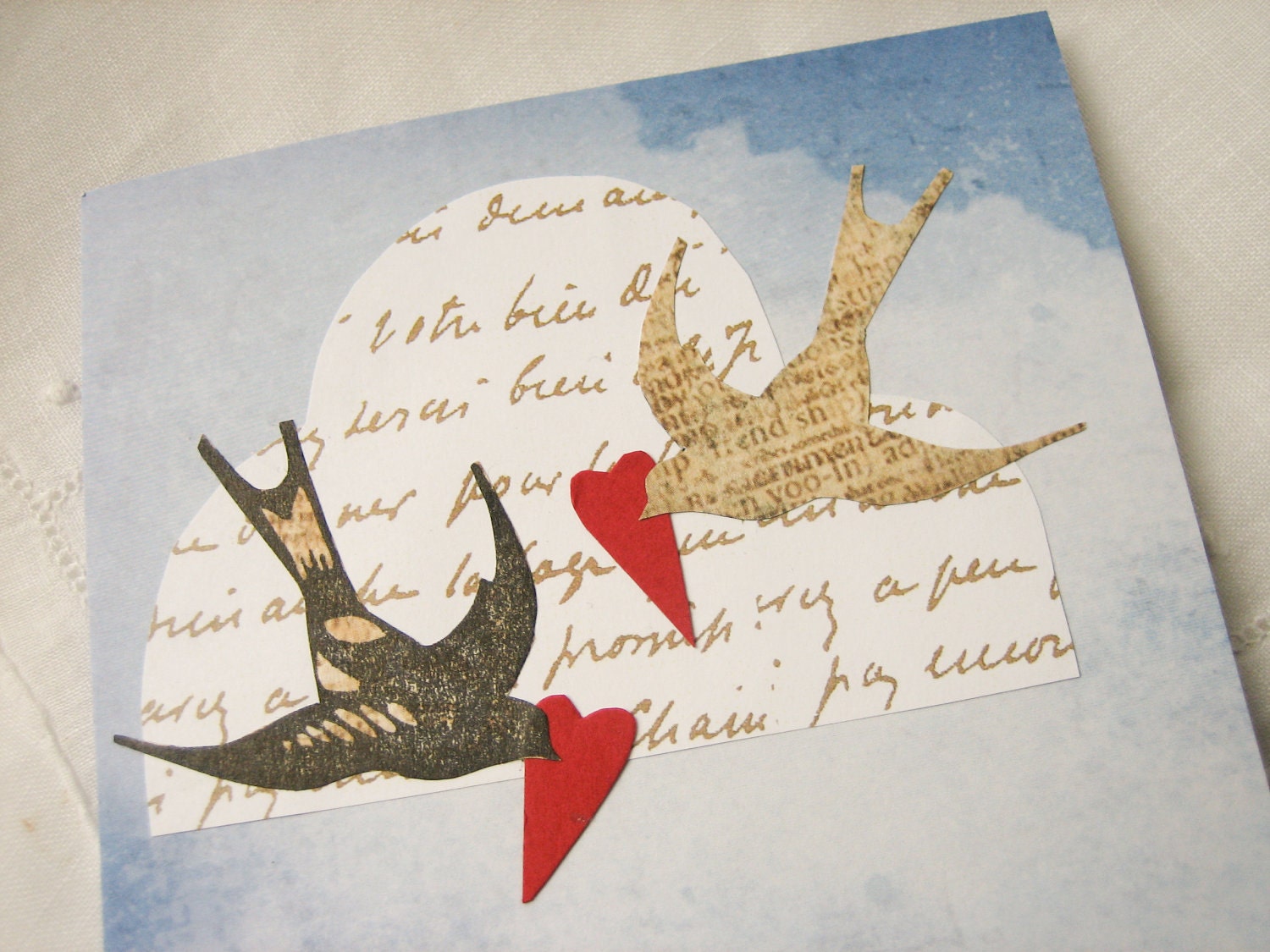 Art Nouveau Love Birds Wedding Card
