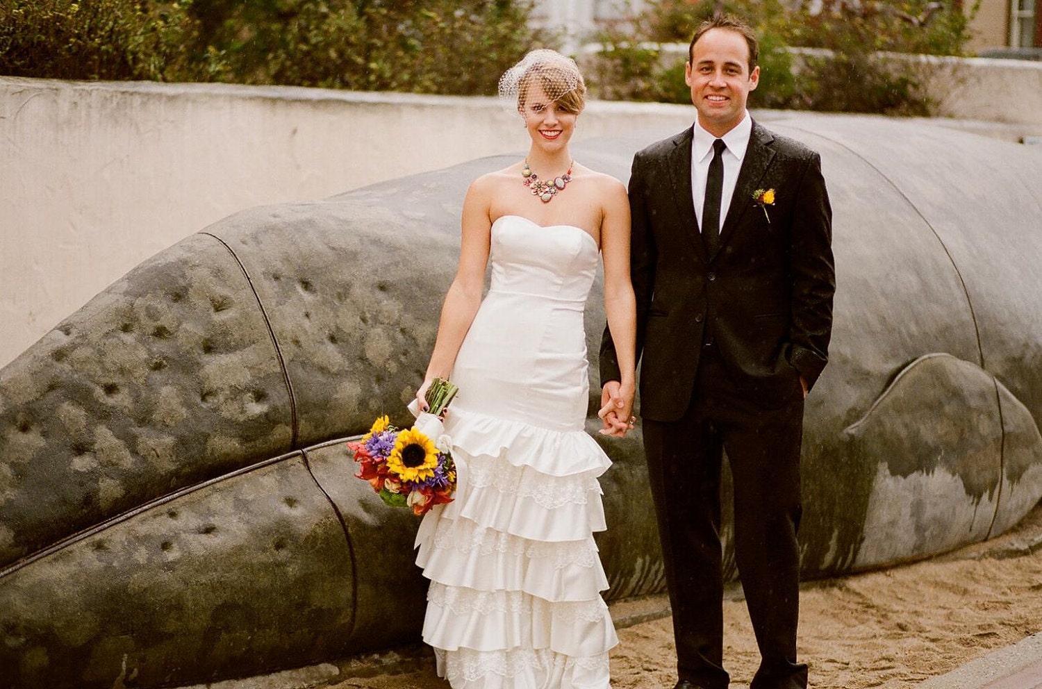 Duchess Satin Wedding Dress with Mermaid Style Lace Tiers