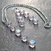 Pink Ice AB Cube Set, Silver Y Necklace & Long Stiletto Dangle Earrings... Glam Prom Fashion