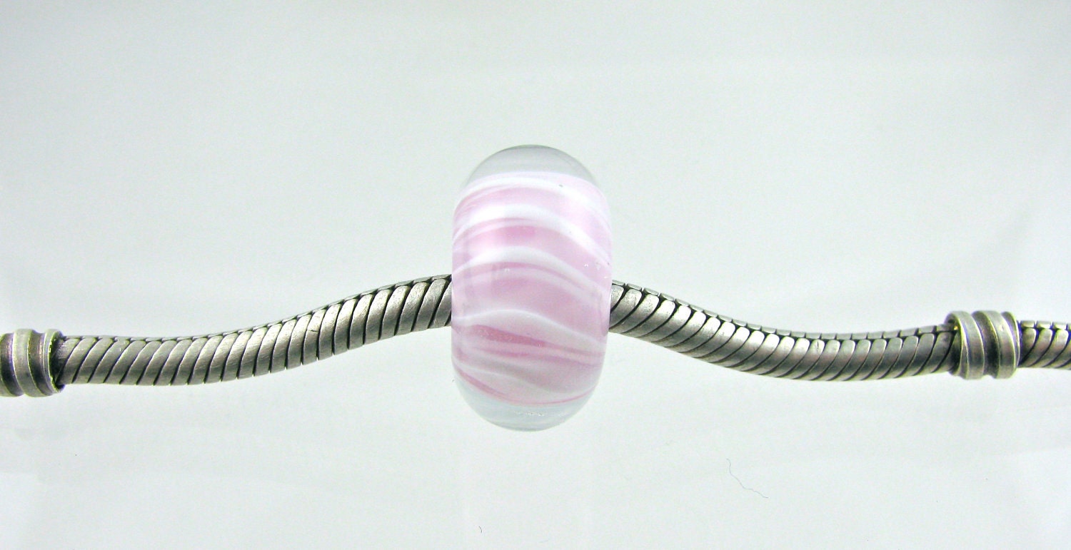 Charm Beads - Pandora Biagi Chamilia Troll Style - Encased Pink Stripe