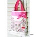 Tote Bag, Pink Paris Print , Super Padded for Laptop, Pink Ivory  Brown Polka Dots Bow