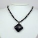 Black White Necklace Sardonyx Pendant Sterling Silver Accents