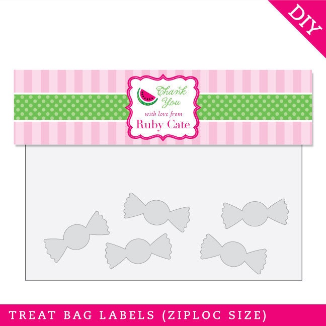 Watermelon party - Personalized DIY printable treat bag tag