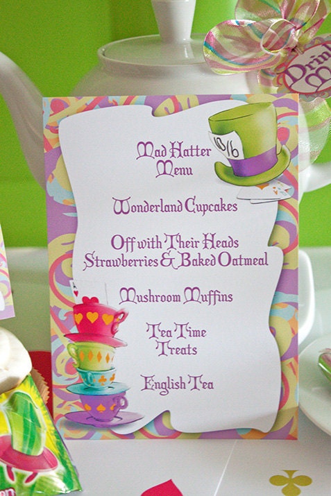 MAD HATTER Printable Fill-In Menu