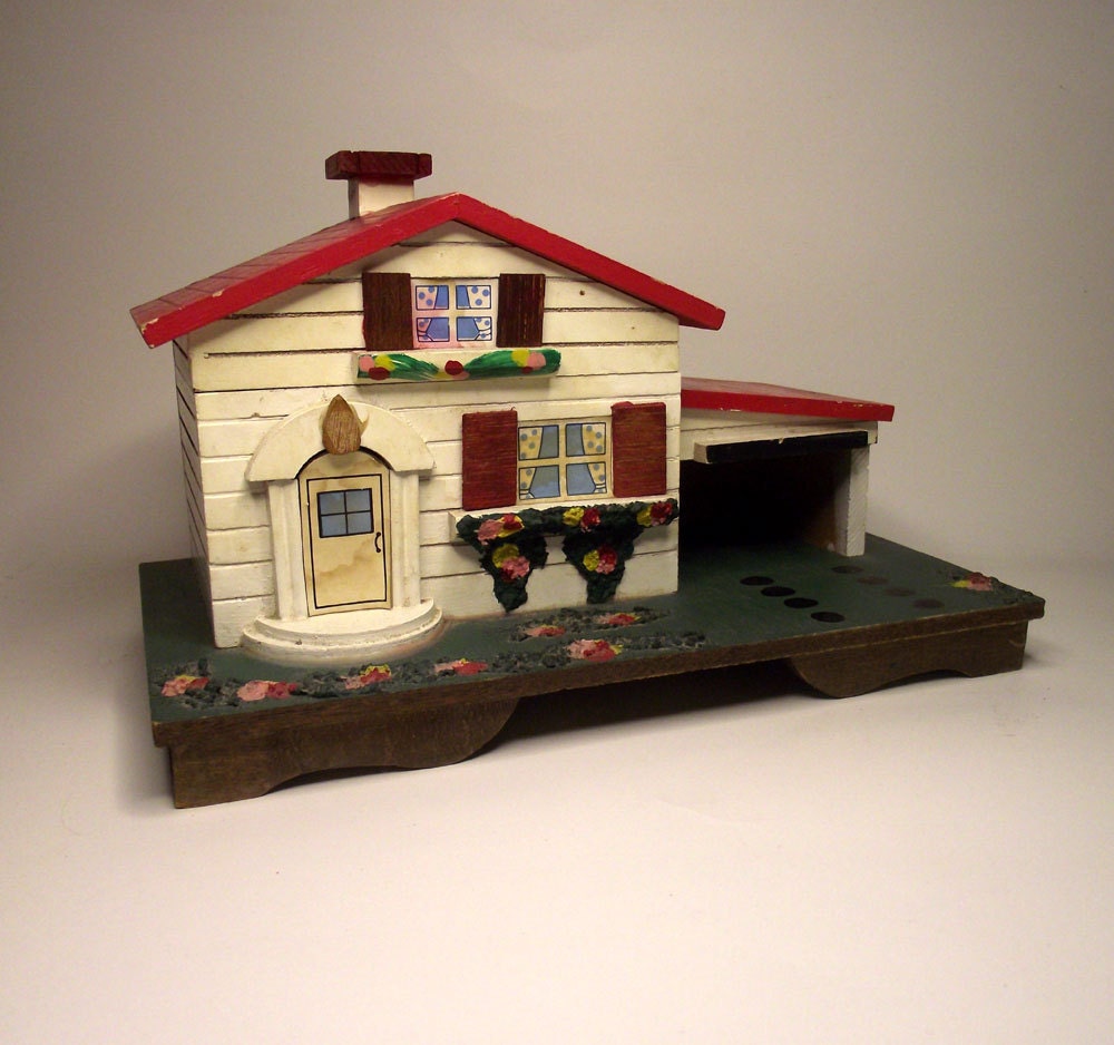 Wooden Cottage Music Jewelry Box with Dancing Ballerina