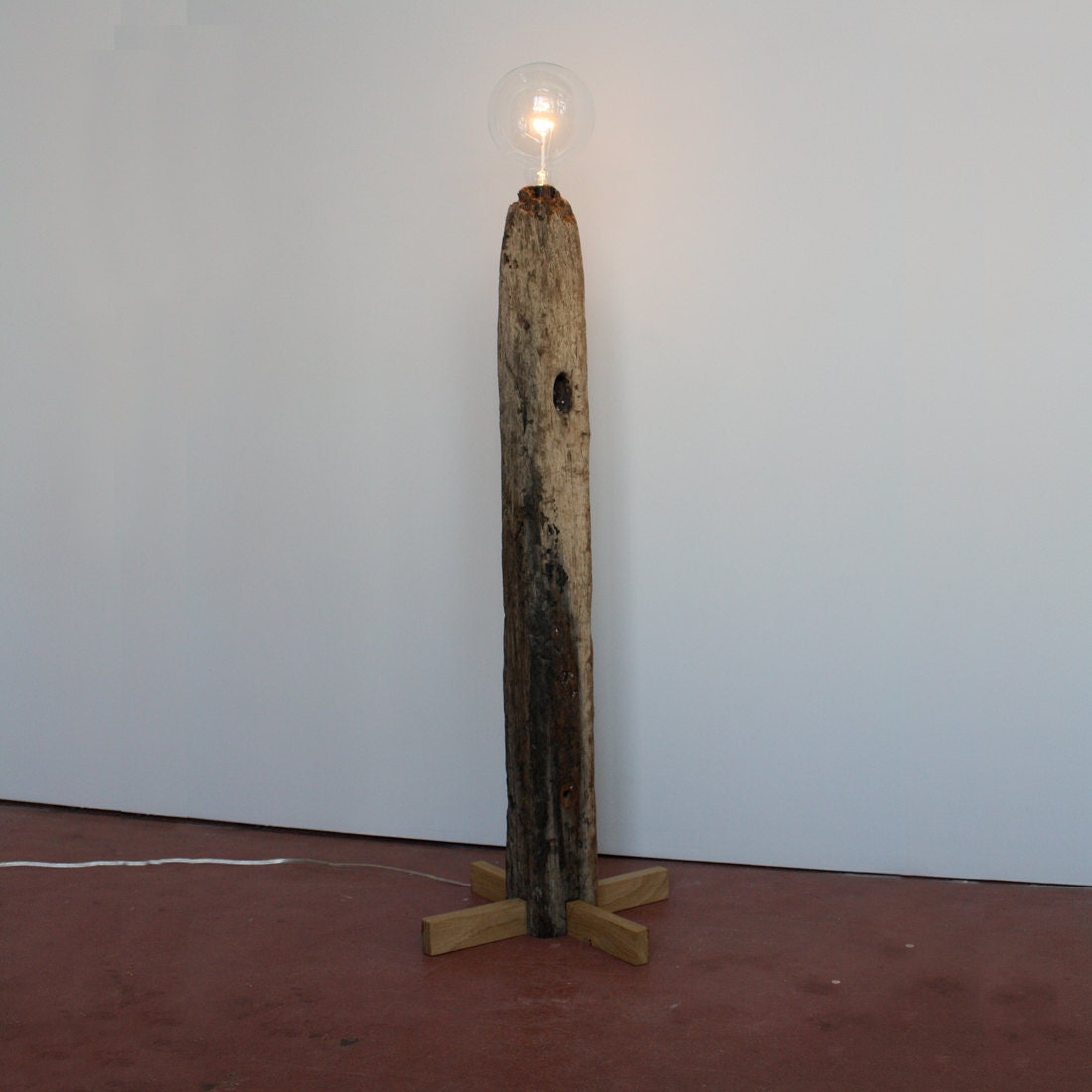 redwood footed floor lamp