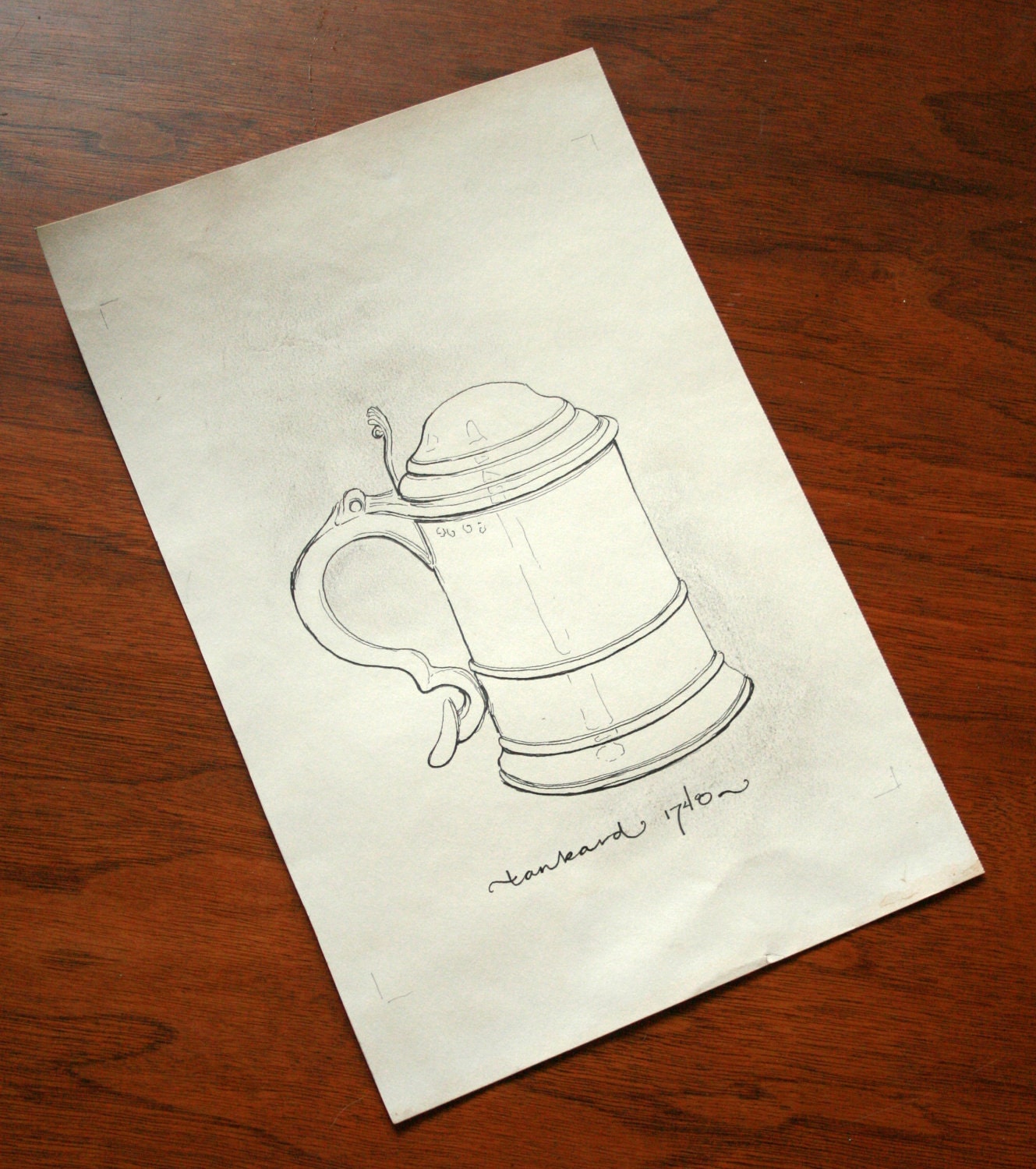 original tankard/stein line drawing- 5x7