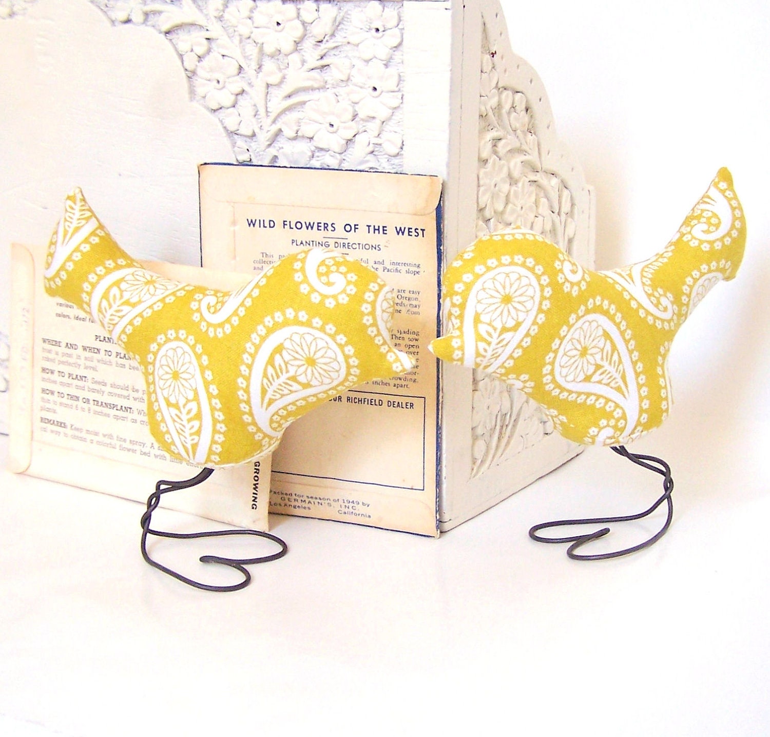 Wedding Cake Topper Love Birds, Rustic Mustard Yellow, Cream Paisley, Outdoor Wedding Decor, Wedding Gift, Home Decor